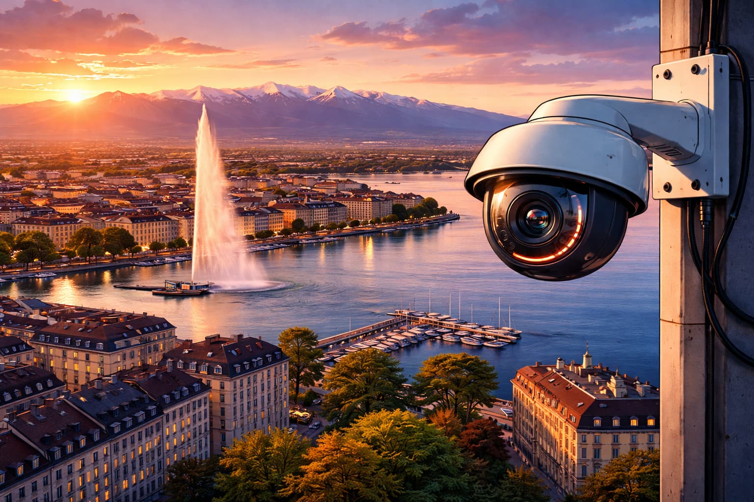 Caméra de surveillance vue sur Genève